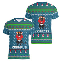 Merry Krampus Christmas Women V-Neck T-Shirt Xmas Holiday Patterns - Wonder Print Shop