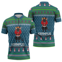 Merry Krampus Christmas Zipper Polo Shirt Xmas Holiday Patterns - Wonder Print Shop