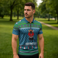 Merry Krampus Christmas Zipper Polo Shirt Xmas Holiday Patterns - Wonder Print Shop