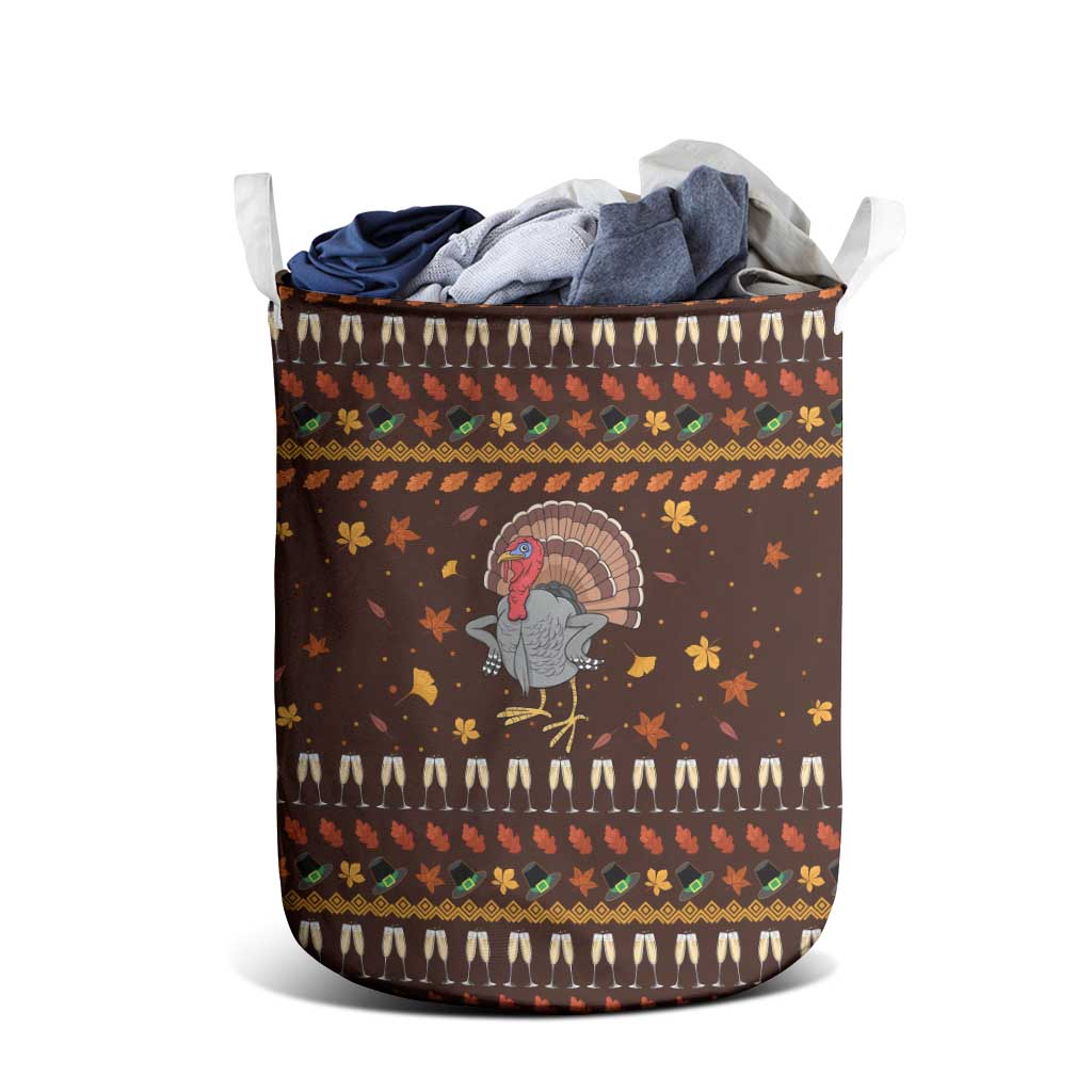 Turkey And WIne Christmas Laundry Basket Xmas Holiday Patterns - Wonder Print Shop