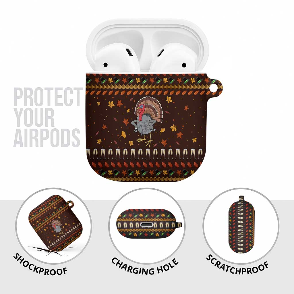 Turkey And WIne Christmas AirPods Case Xmas Holiday Patterns - Wonder Print Shop