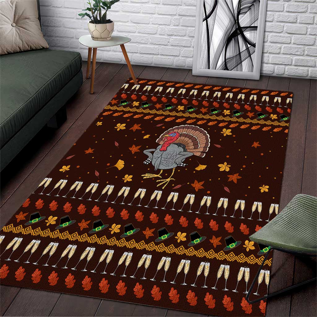 Turkey And WIne Christmas Area Rug Xmas Holiday Patterns - Wonder Print Shop