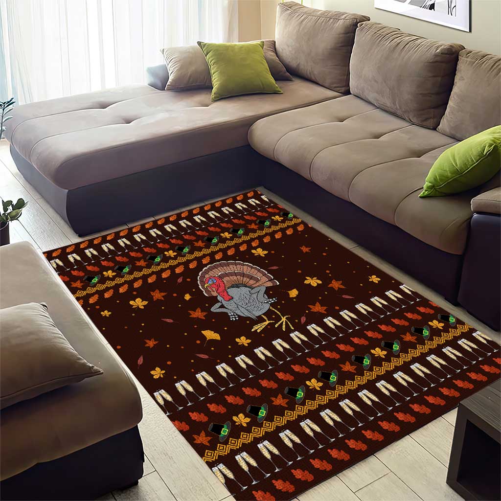 Turkey And WIne Christmas Area Rug Xmas Holiday Patterns - Wonder Print Shop