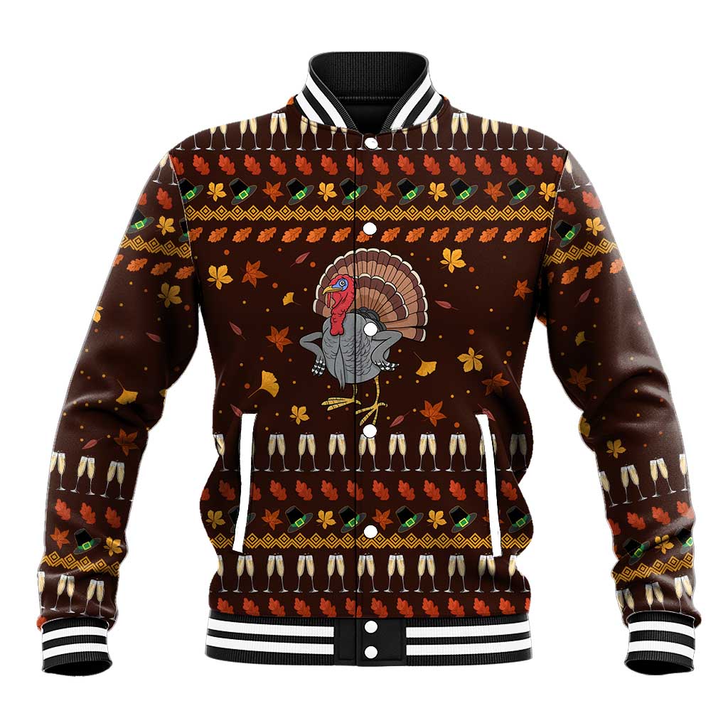 Turkey And WIne Christmas Baseball Jacket Xmas Holiday Patterns - Wonder Print Shop