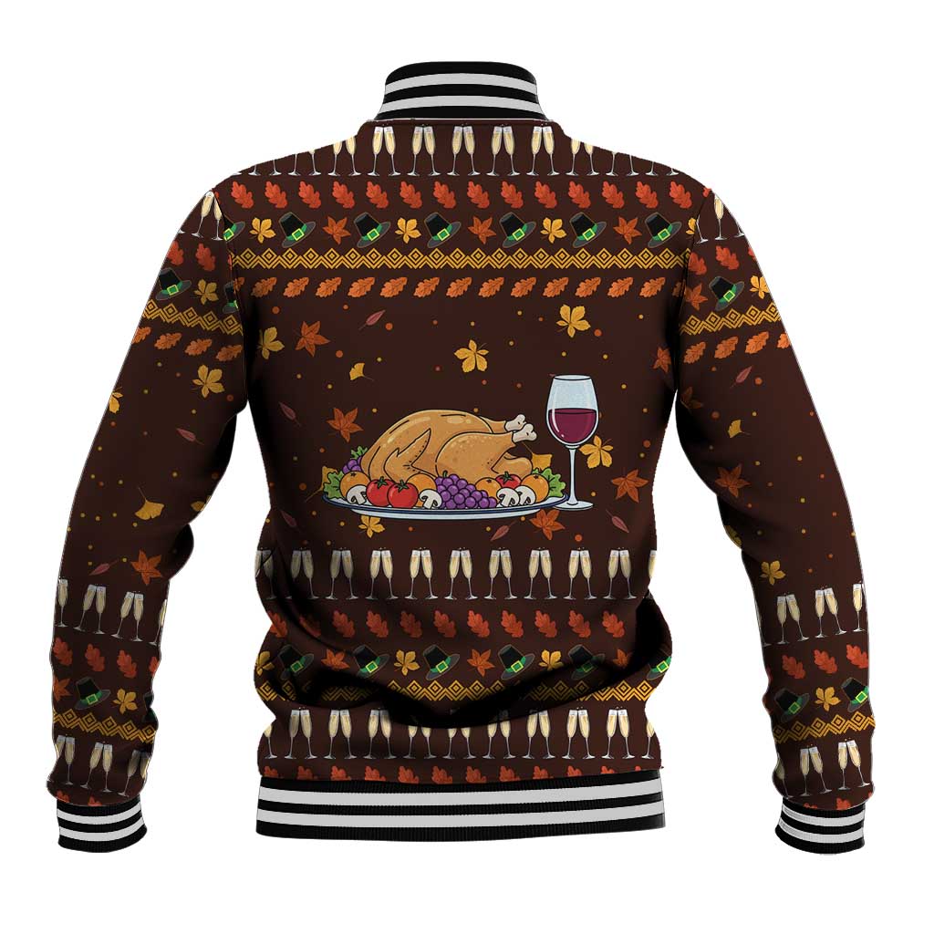 Turkey And WIne Christmas Baseball Jacket Xmas Holiday Patterns - Wonder Print Shop