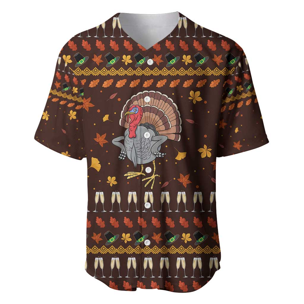 Turkey And WIne Christmas Baseball Jersey Xmas Holiday Patterns - Wonder Print Shop