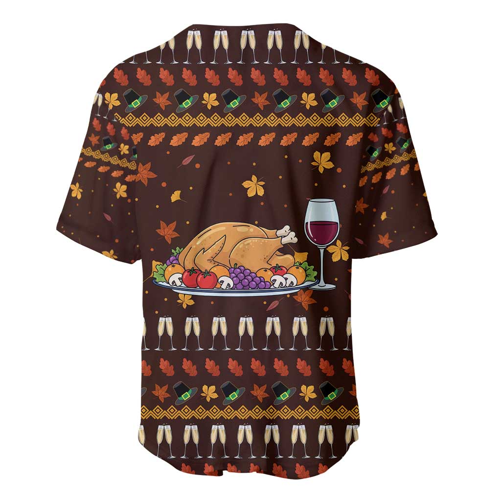 Turkey And WIne Christmas Baseball Jersey Xmas Holiday Patterns - Wonder Print Shop