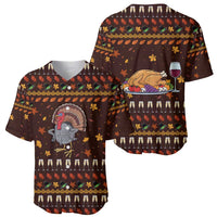Turkey And WIne Christmas Baseball Jersey Xmas Holiday Patterns - Wonder Print Shop
