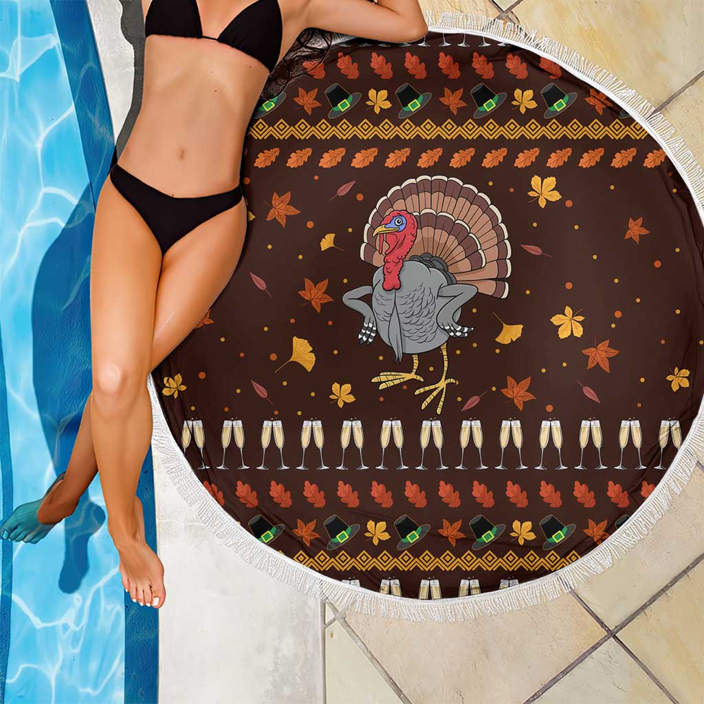 Turkey And WIne Christmas Beach Blanket Xmas Holiday Patterns - Wonder Print Shop