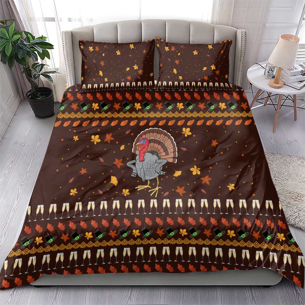 Turkey And WIne Christmas Bedding Set Xmas Holiday Patterns - Wonder Print Shop