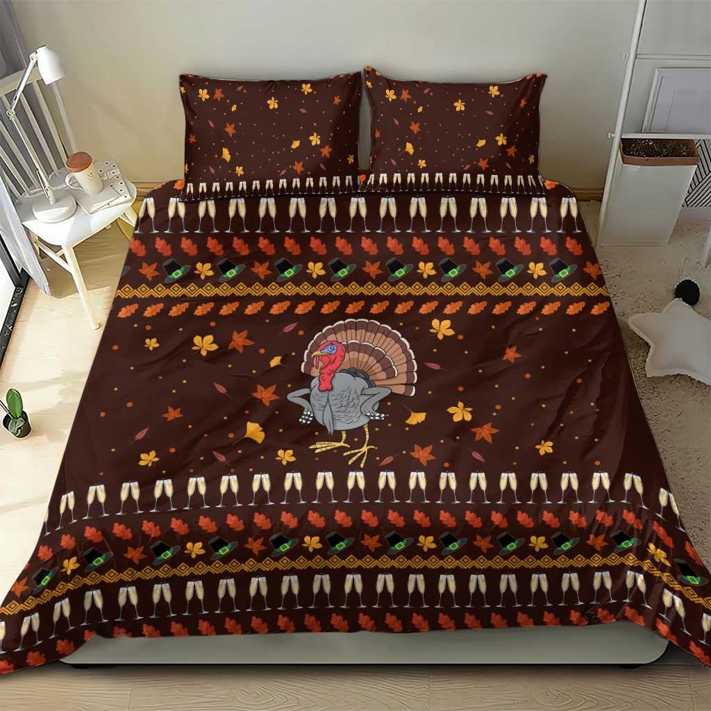 Turkey And WIne Christmas Bedding Set Xmas Holiday Patterns - Wonder Print Shop