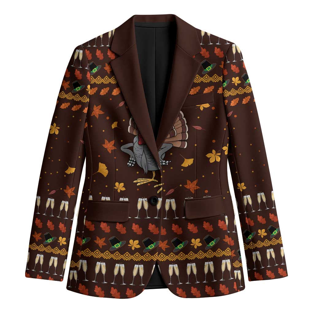 Turkey And WIne Christmas Blazer Xmas Holiday Patterns - Wonder Print Shop