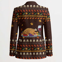 Turkey And WIne Christmas Blazer Xmas Holiday Patterns - Wonder Print Shop