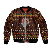 Turkey And WIne Christmas Bomber Jacket Xmas Holiday Patterns - Wonder Print Shop