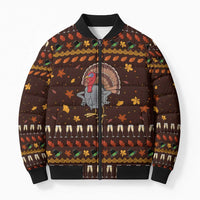 Turkey And WIne Christmas Bomber Puffer Jacket Xmas Holiday Patterns - Wonder Print Shop