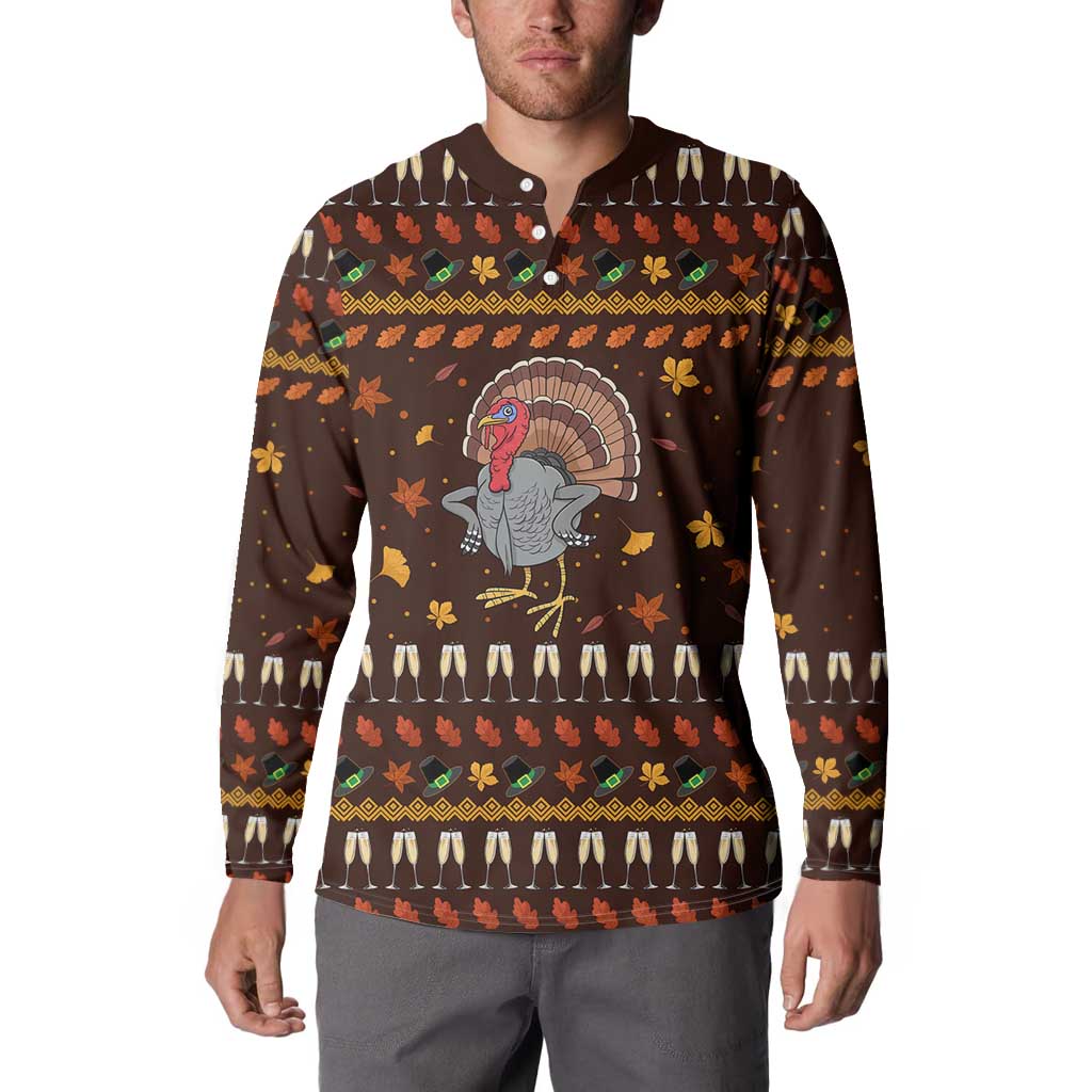 Turkey And WIne Christmas Button Sweatshirt Xmas Holiday Patterns - Wonder Print Shop