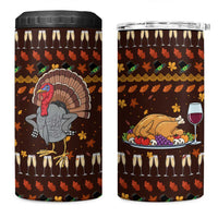 Turkey And WIne Christmas 4 in 1 Can Cooler Tumbler Xmas Holiday Patterns - Wonder Print Shop