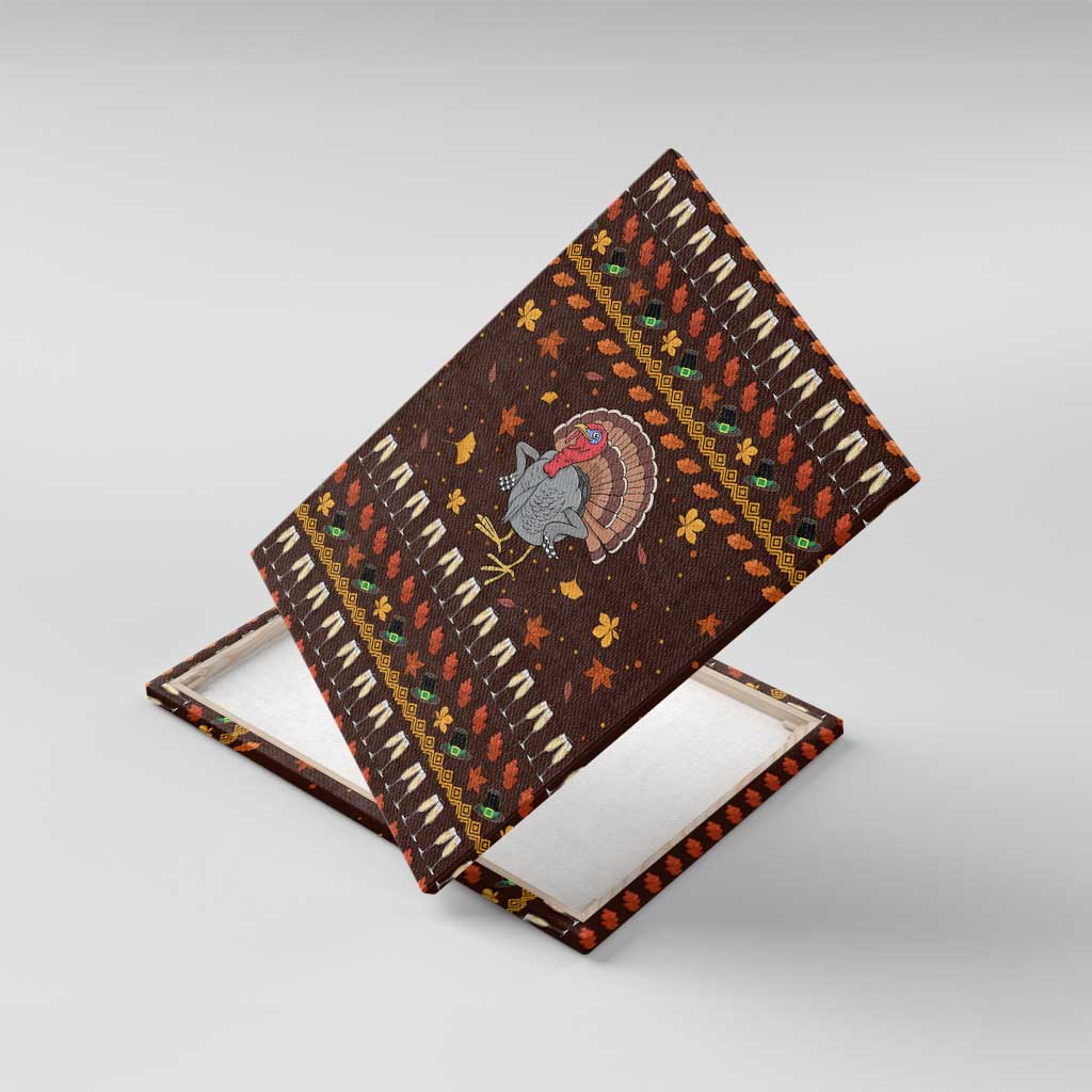 Turkey And WIne Christmas Canvas Wall Art Xmas Holiday Patterns - Wonder Print Shop