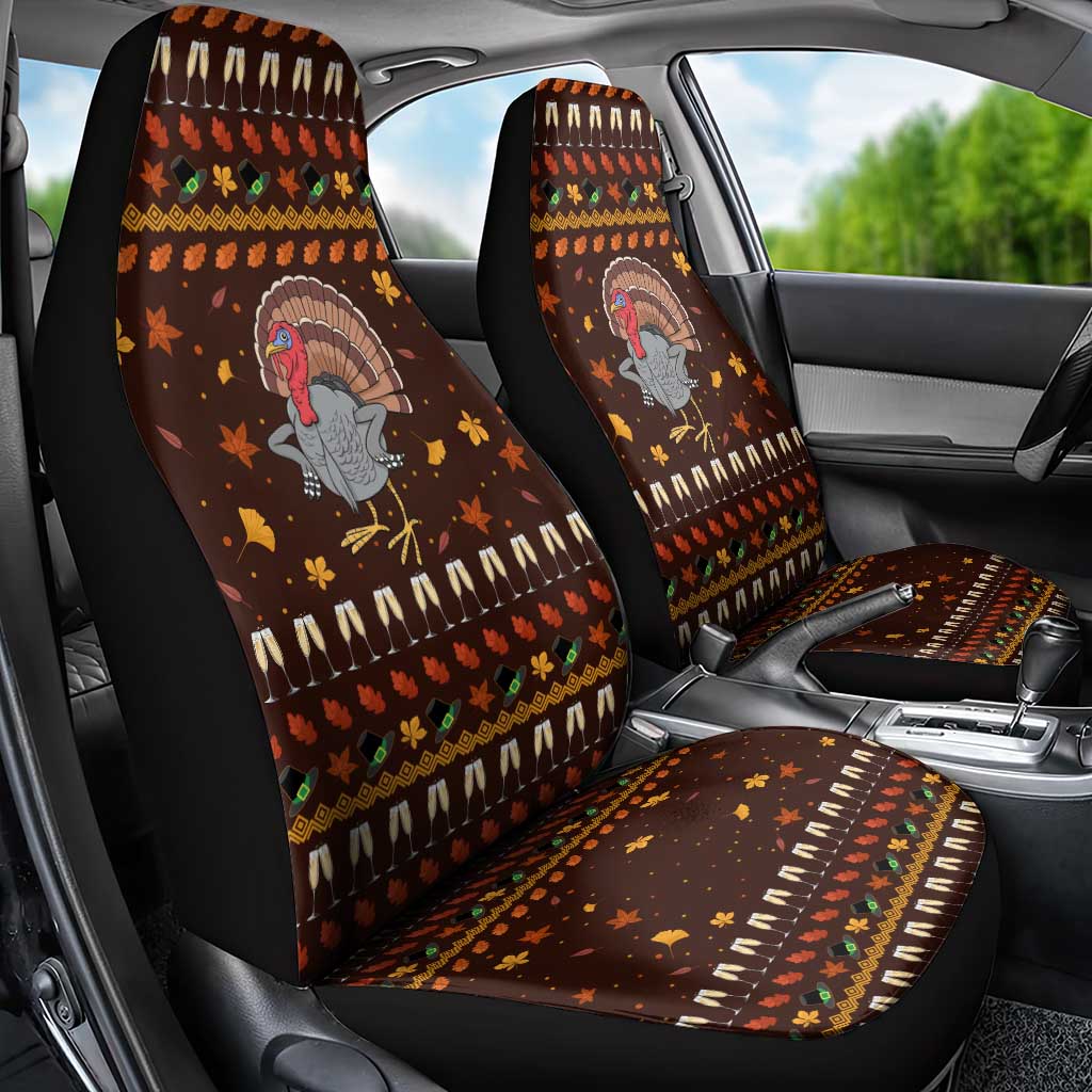Turkey And WIne Christmas Car Seat Cover Xmas Holiday Patterns - Wonder Print Shop
