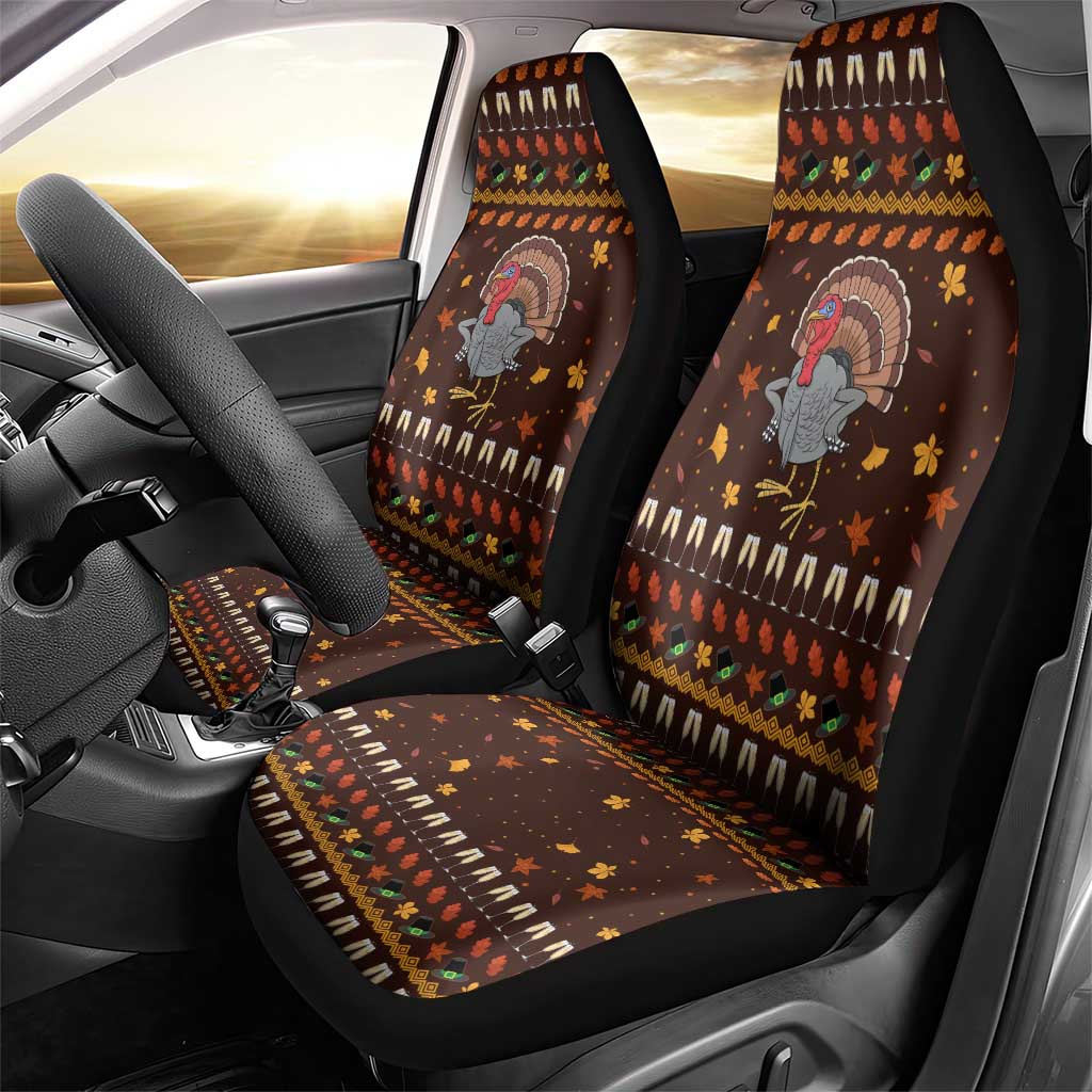 Turkey And WIne Christmas Car Seat Cover Xmas Holiday Patterns - Wonder Print Shop