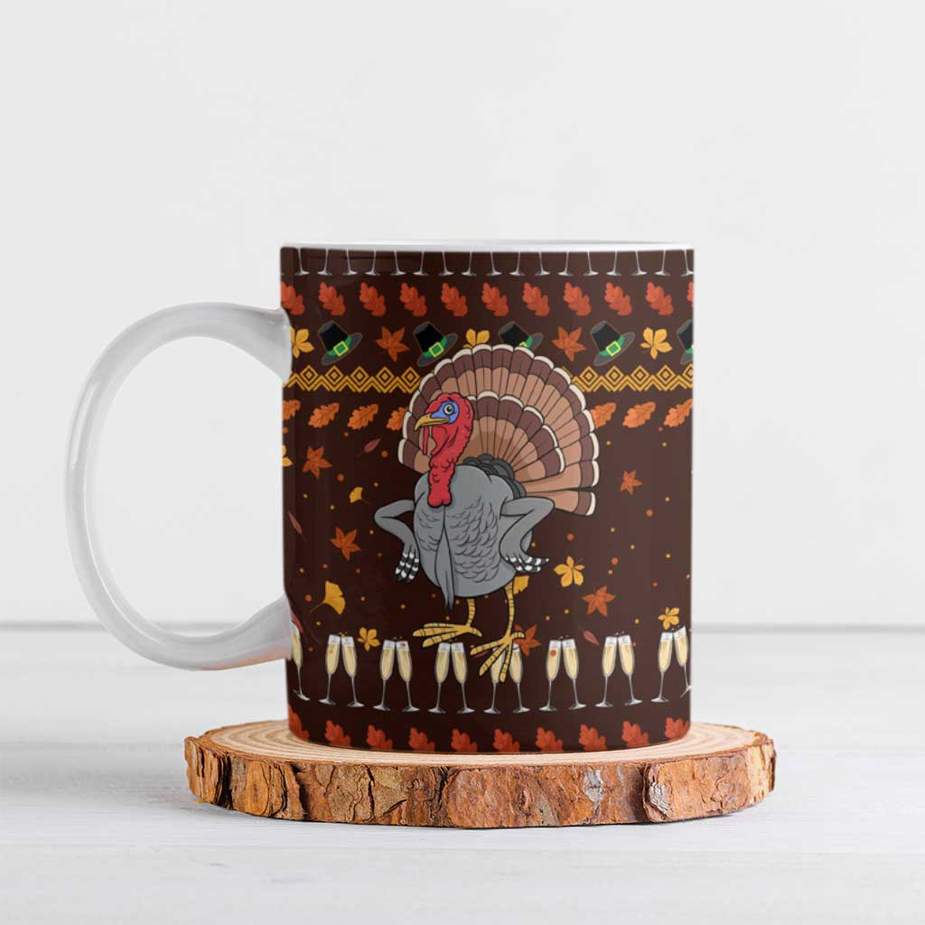 Turkey And WIne Christmas Ceramic Mug Xmas Holiday Patterns - Wonder Print Shop