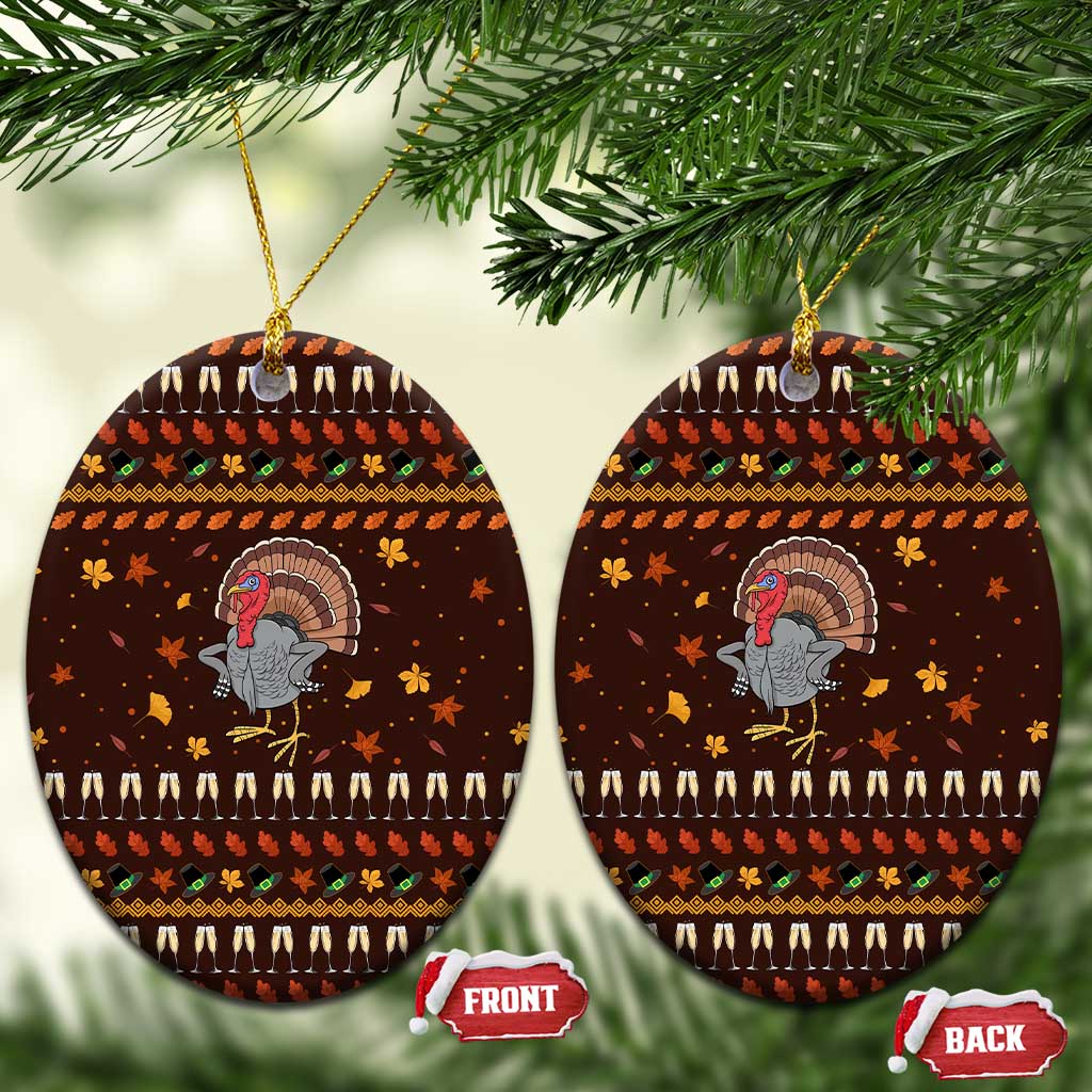 Turkey And WIne Christmas Ceramic Ornament Xmas Holiday Patterns - Wonder Print Shop
