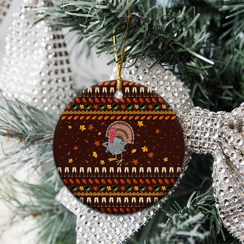 Turkey And WIne Christmas Ceramic Ornament Xmas Holiday Patterns - Wonder Print Shop
