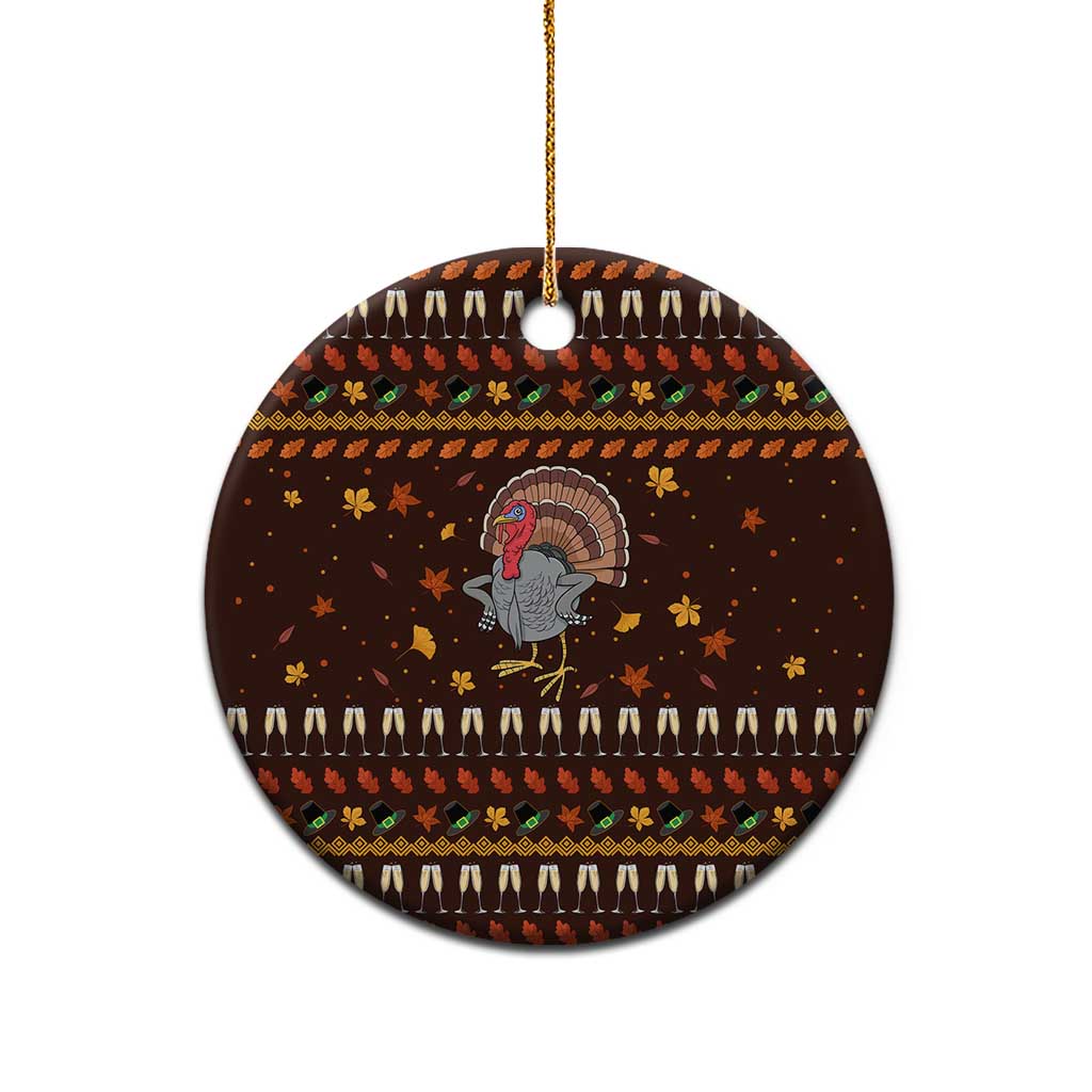 Turkey And WIne Christmas Ceramic Ornament Xmas Holiday Patterns - Wonder Print Shop