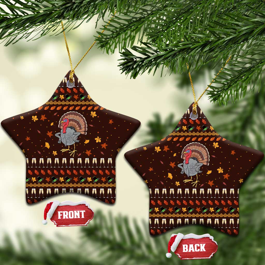 Turkey And WIne Christmas Ceramic Ornament Xmas Holiday Patterns - Wonder Print Shop