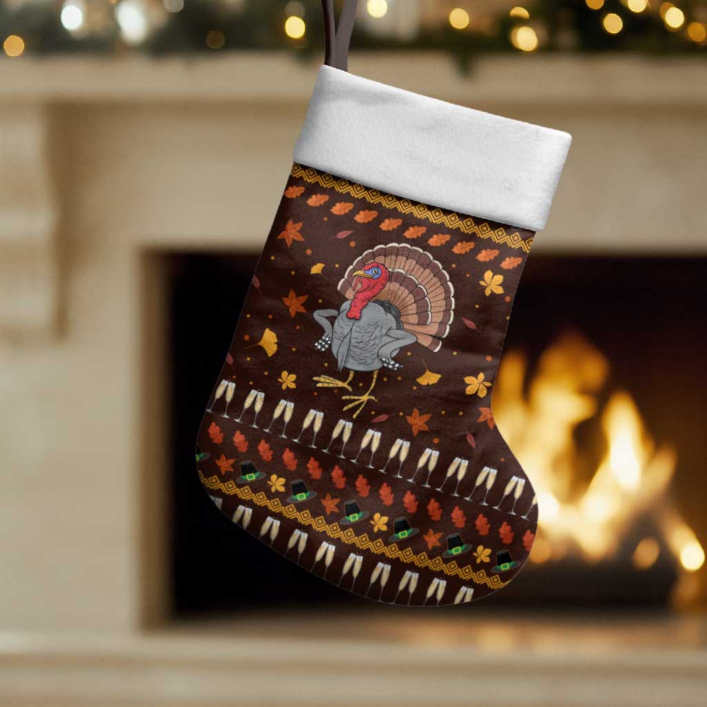 Turkey And WIne Christmas Stocking Xmas Holiday Patterns - Wonder Print Shop