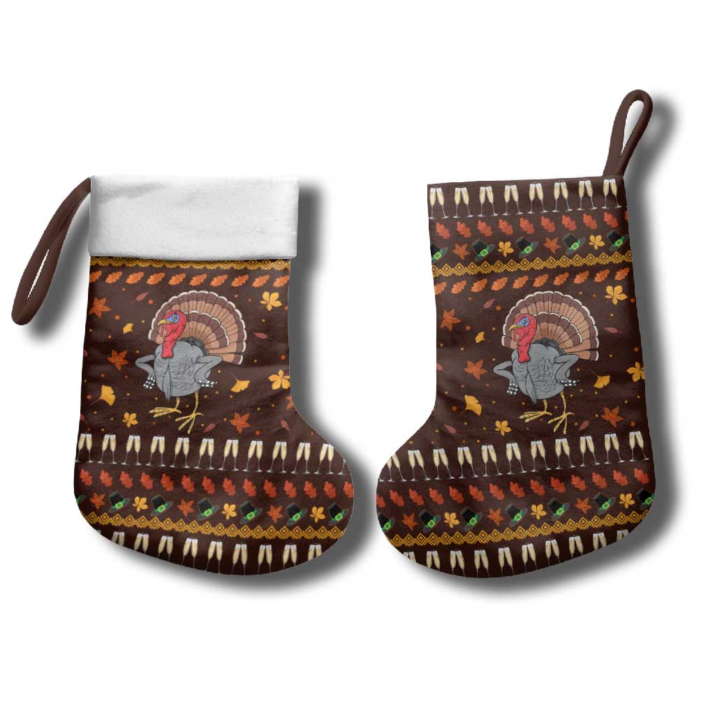 Turkey And WIne Christmas Stocking Xmas Holiday Patterns - Wonder Print Shop