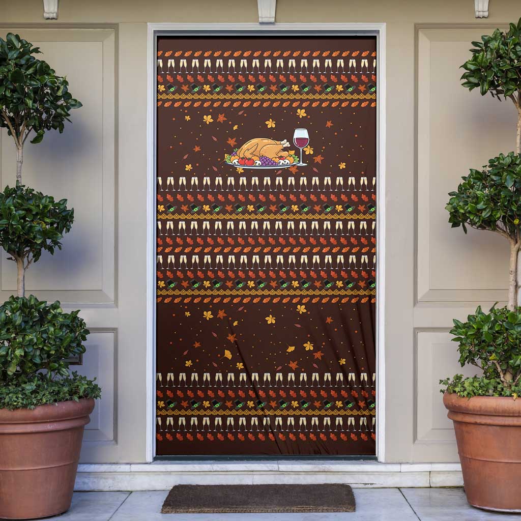Turkey And WIne Christmas Door Cover Xmas Holiday Patterns - Wonder Print Shop