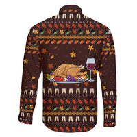 Turkey And WIne Christmas Family Matching Long Sleeve Bodycon Dress and Hawaiian Shirt Xmas Holiday Patterns - Wonder Print Shop