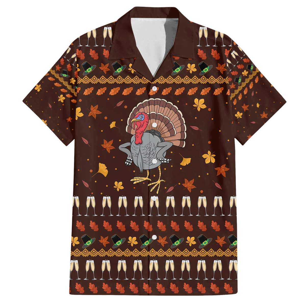 Turkey And WIne Christmas Family Matching Off The Shoulder Long Sleeve Dress and Hawaiian Shirt Xmas Holiday Patterns - Wonder Print Shop