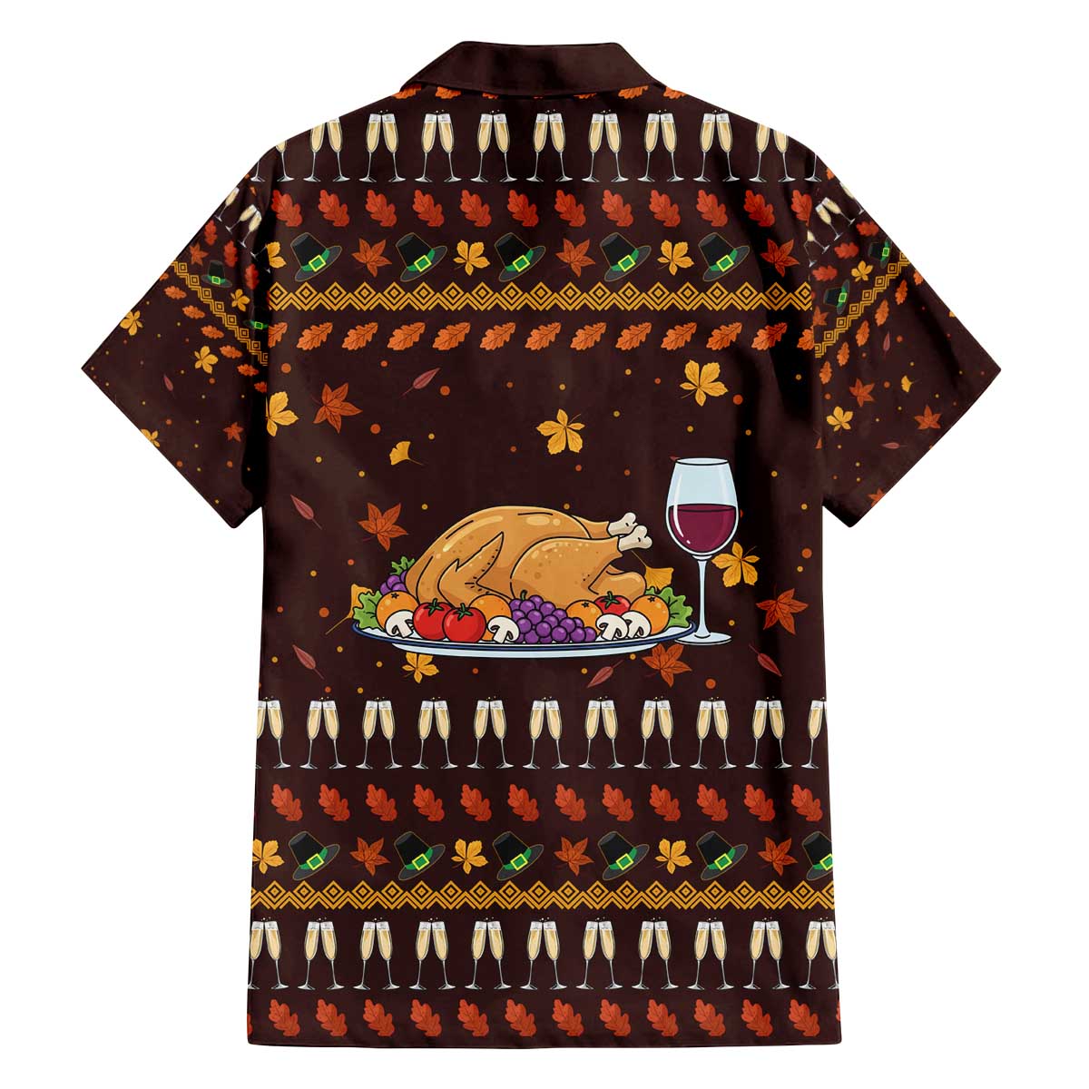 Turkey And WIne Christmas Family Matching Off The Shoulder Long Sleeve Dress and Hawaiian Shirt Xmas Holiday Patterns - Wonder Print Shop