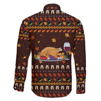 Turkey And WIne Christmas Family Matching Off The Shoulder Long Sleeve Dress and Hawaiian Shirt Xmas Holiday Patterns - Wonder Print Shop