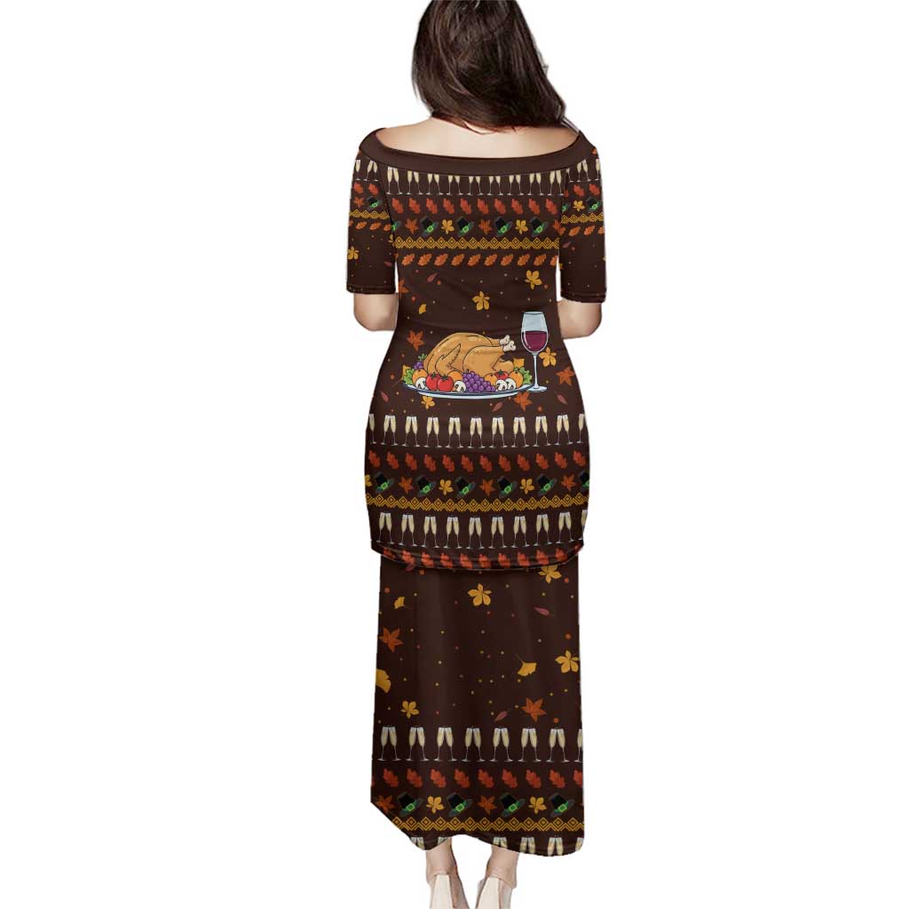 Turkey And WIne Christmas Family Matching Puletasi and Hawaiian Shirt Xmas Holiday Patterns - Wonder Print Shop