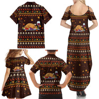 Turkey And WIne Christmas Family Matching Summer Maxi Dress and Hawaiian Shirt Xmas Holiday Patterns - Wonder Print Shop