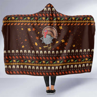 Turkey And WIne Christmas Hooded Blanket Xmas Holiday Patterns - Wonder Print Shop