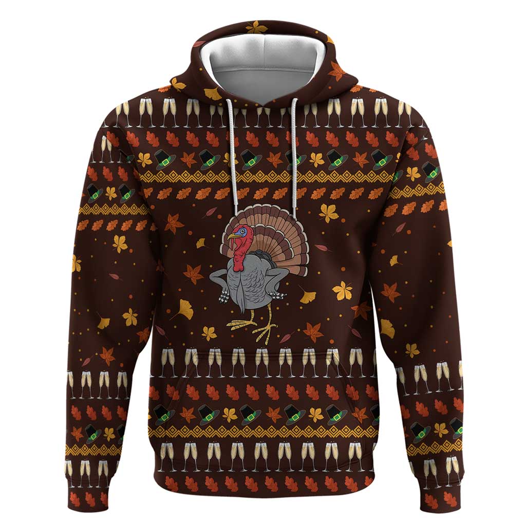 Turkey And WIne Christmas Hoodie Xmas Holiday Patterns - Wonder Print Shop