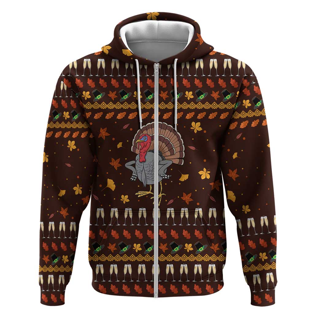 Turkey And WIne Christmas Hoodie Xmas Holiday Patterns - Wonder Print Shop