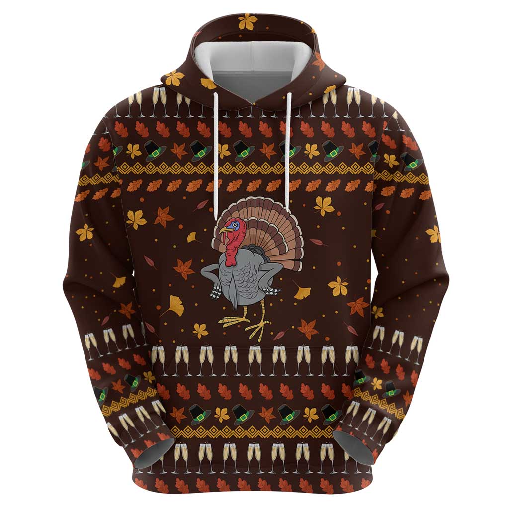 Turkey And WIne Christmas Hoodie Xmas Holiday Patterns - Wonder Print Shop