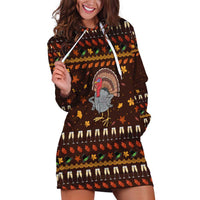 Turkey And WIne Christmas Hoodie Dress Xmas Holiday Patterns - Wonder Print Shop