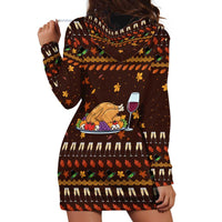 Turkey And WIne Christmas Hoodie Dress Xmas Holiday Patterns - Wonder Print Shop