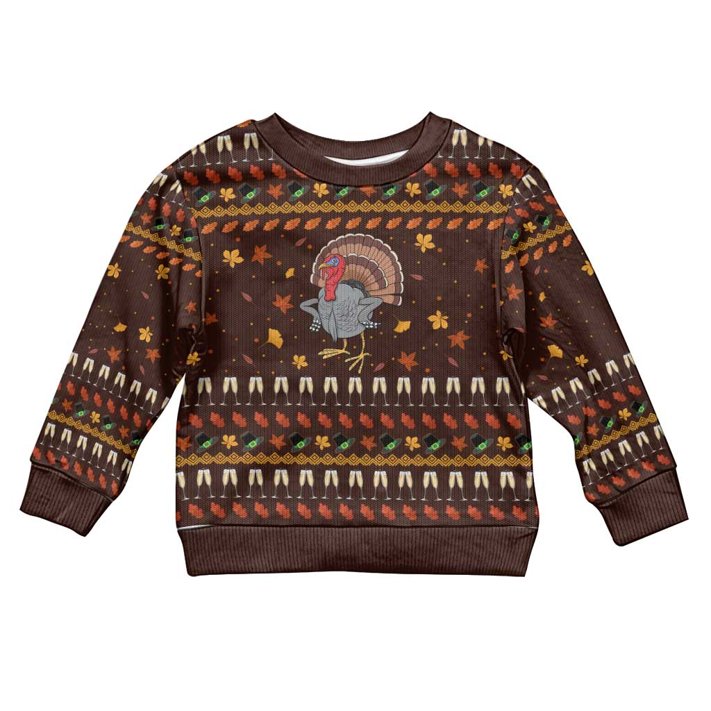 Turkey And WIne Christmas Kid Ugly Christmas Sweater Xmas Holiday Patterns - Wonder Print Shop