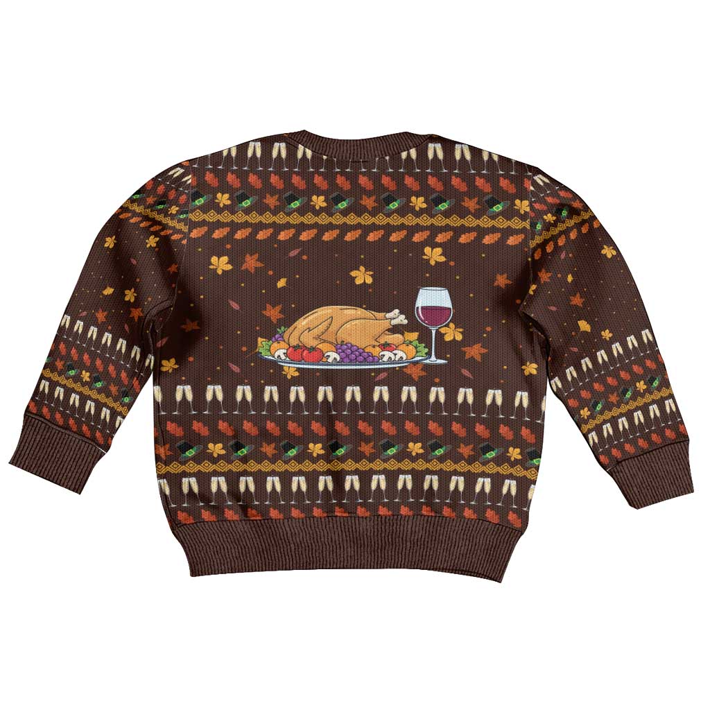 Turkey And WIne Christmas Kid Ugly Christmas Sweater Xmas Holiday Patterns - Wonder Print Shop