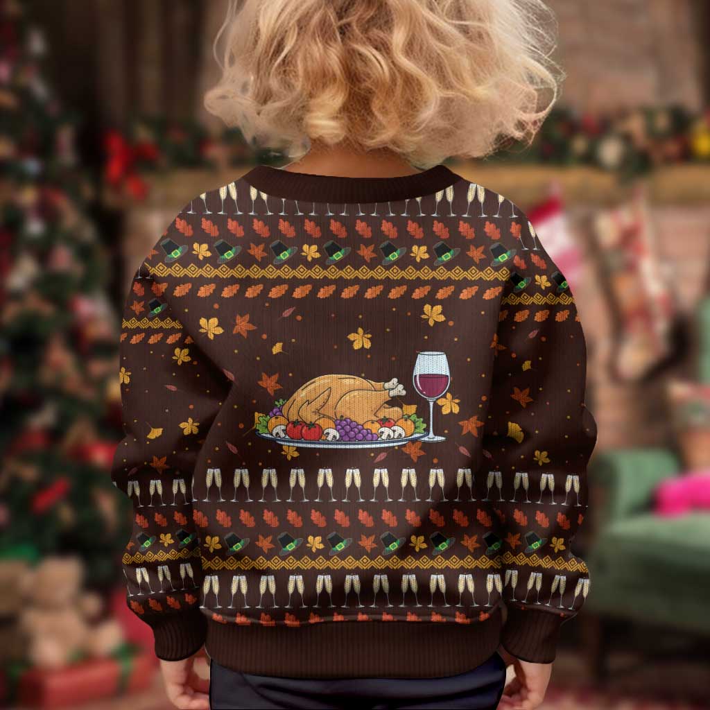 Turkey And WIne Christmas Kid Ugly Christmas Sweater Xmas Holiday Patterns - Wonder Print Shop