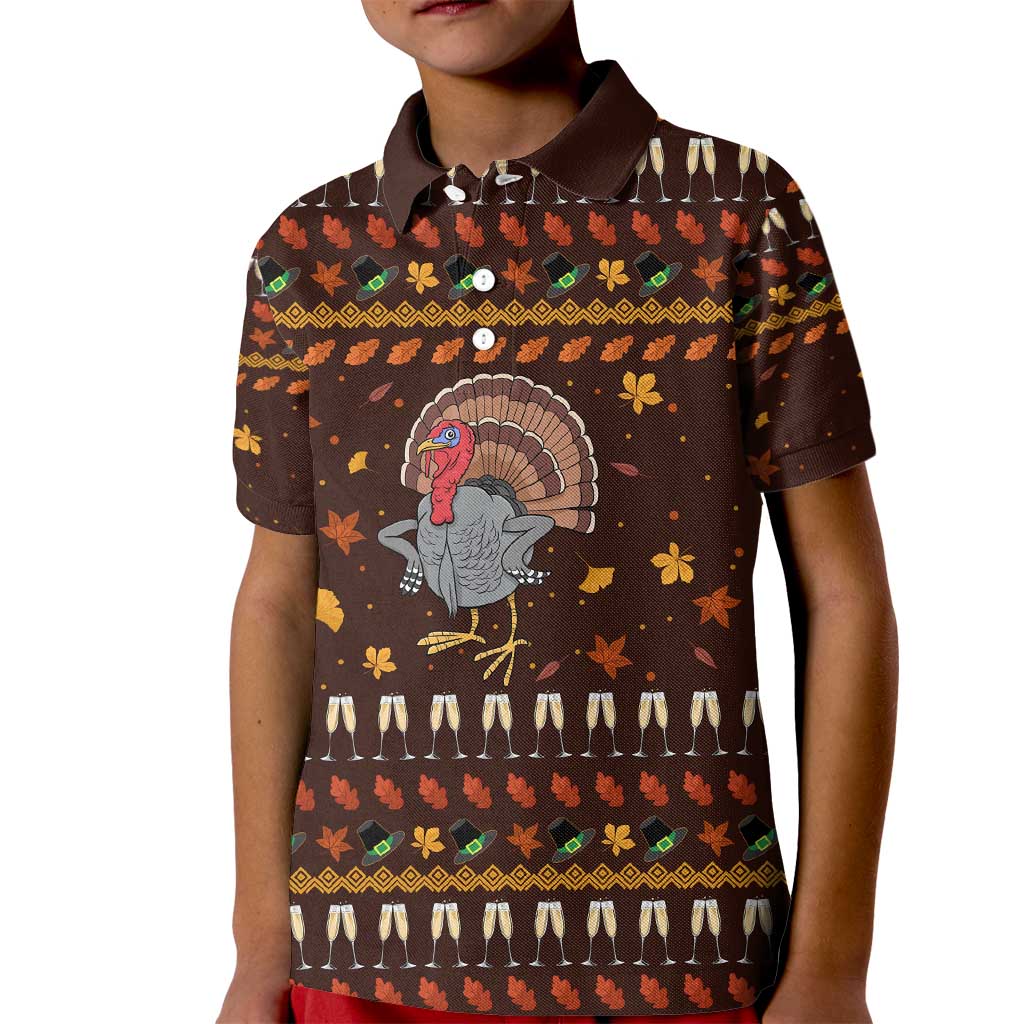 Turkey And WIne Christmas Kid Polo Shirt Xmas Holiday Patterns - Wonder Print Shop