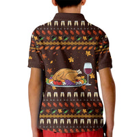 Turkey And WIne Christmas Kid Polo Shirt Xmas Holiday Patterns - Wonder Print Shop