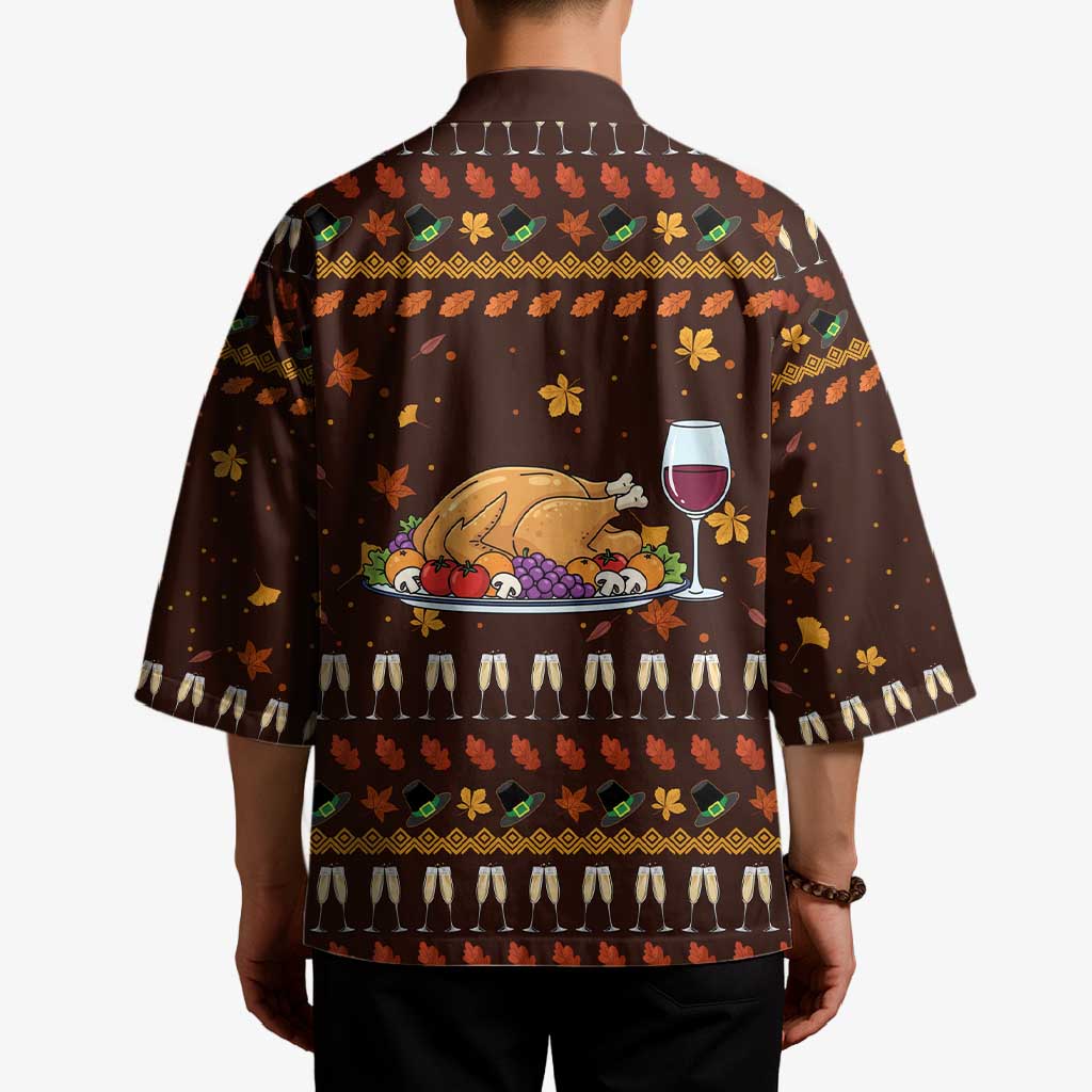 Turkey And WIne Christmas Kimono Xmas Holiday Patterns - Wonder Print Shop